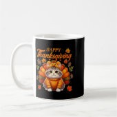 Happy Thanksgiving Cat Turkey Day Autumn Fall Men  コーヒーマグカップ (左)