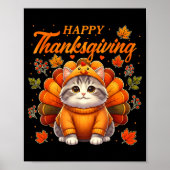 Happy Thanksgiving Cat Turkey Day Autumn Fall Men  ポスター (正面)