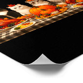 Happy Thanksgiving Cats Dinner Feast Fall Men Wome ポスター (角)