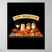 Happy Thanksgiving Cats Dinner Feast Fall Men Wome ポスター (正面)