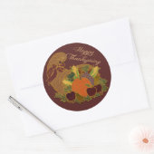 Happy Thanksgiving Cornucopiaスタンプ ラウンドシール (封筒)