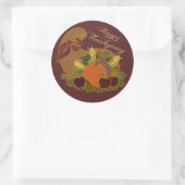 Happy Thanksgiving Cornucopiaスタンプ ラウンドシール (バッグ)