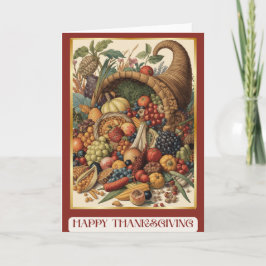 Happy Thanksgiving Cornucopia Folded Greeting Card カード