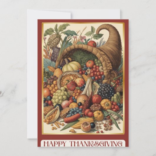 Happy Thanksgiving Cornucopia Greeting Card シーズンカード (正面)