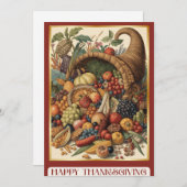Happy Thanksgiving Cornucopia Greeting Card シーズンカード (正面/裏面)