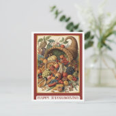 Happy Thanksgiving Cornucopia Postcard ポストカード (スタンド正面)