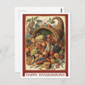 Happy Thanksgiving Cornucopia Postcard ポストカード (正面/裏面)