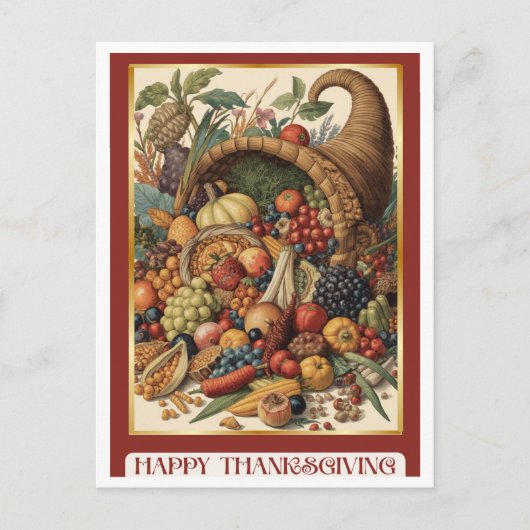 Happy Thanksgiving Cornucopia Postcard ポストカード (正面)