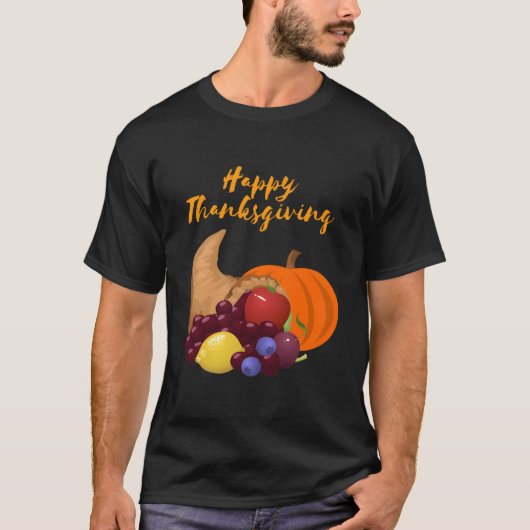 Happy Thanksgiving Cornucopia Tシャツ (正面)