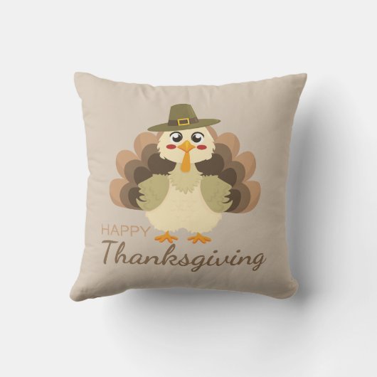 Happy Thanksgiving Cute Turkey クッション (裏面)