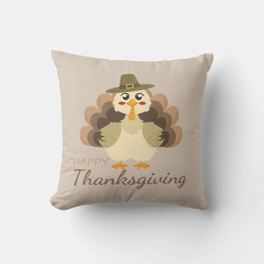 Happy Thanksgiving Cute Turkey クッション (正面)