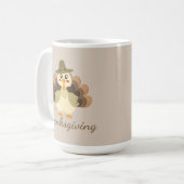 Happy Thanksgiving Cute Turkey コーヒーマグカップ (正面左)