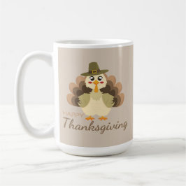 Happy Thanksgiving Cute Turkey コーヒーマグカップ