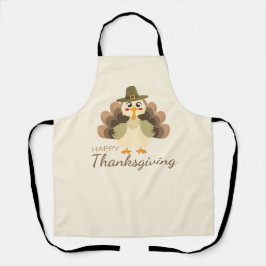 Happy Thanksgiving Cute Turkey Fall エプロン