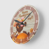 Happy Thanksgiving Day Acrylic Wall Clock ラウンド壁時計 (傾斜)