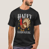 Happy Thanksgiving Day Funny Cute Pilgrim Turkey M Tシャツ (正面)