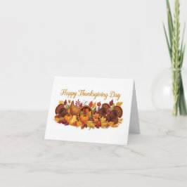 Happy Thanksgiving Day — Harvest & Turkey Greeting サンキューカード