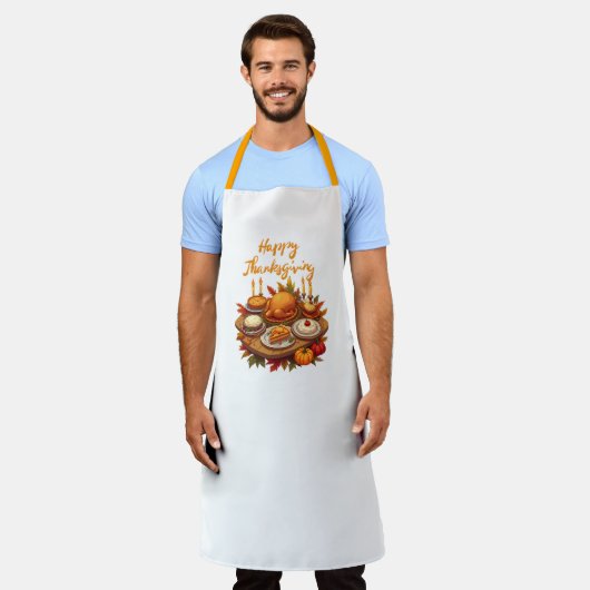 Happy Thanksgiving Dinner エプロン (着用した状態)