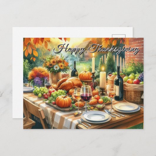 Happy Thanksgiving Dinner Feast  ポストカード (正面/裏面)