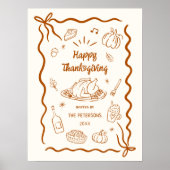 Happy Thanksgiving Dinner Party Printable ポスター (正面)