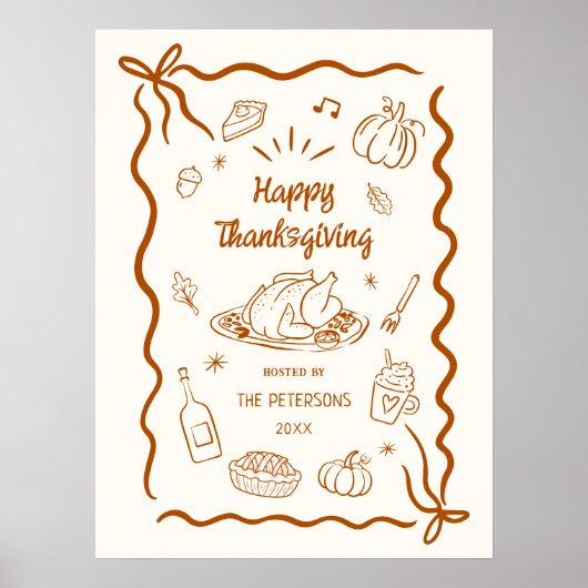 Happy Thanksgiving Dinner Party Printable ポスター (正面)