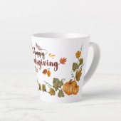 Happy Thanksgiving Fall Festive Design カフェラテマグ (右アングル)