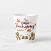 Happy Thanksgiving Fall Festive Design カフェラテマグ (正面)