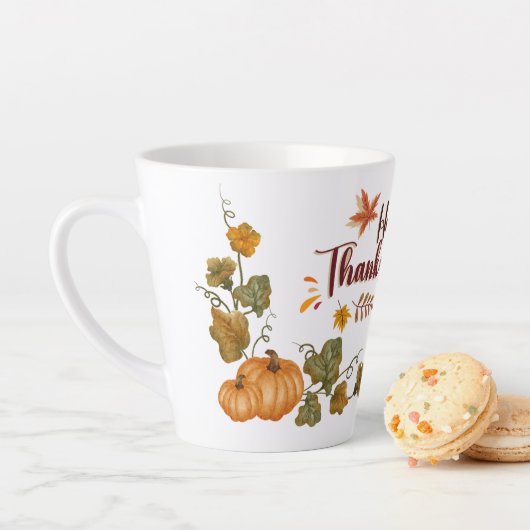 Happy Thanksgiving Fall Festive Design カフェラテマグ (インサイチュ)