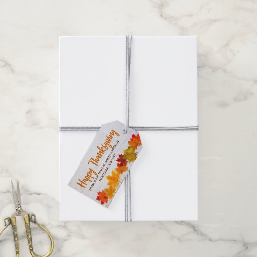 Happy Thanksgiving Fall Leaves Custom Business  ギフトタグ (より糸付き)