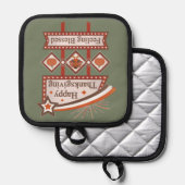 Happy Thanksgiving Feeling Blessed Retro Sign 鍋敷き (正面/裏面)