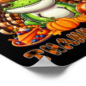 Happy Thanksgiving Frog Costume Turkey Fall Leaves ポスター (角)