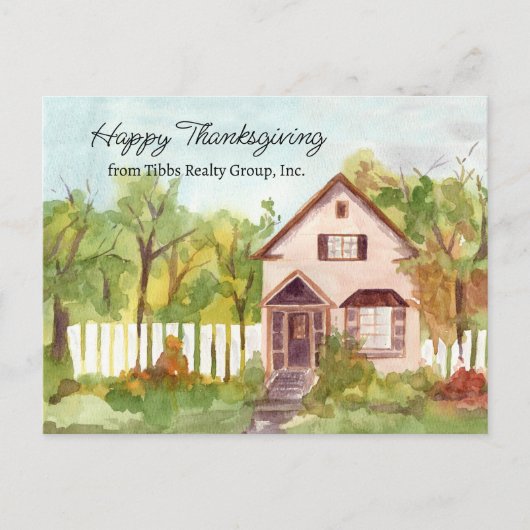 Happy Thanksgiving From Realtor Custom Name シーズンポストカード (正面)