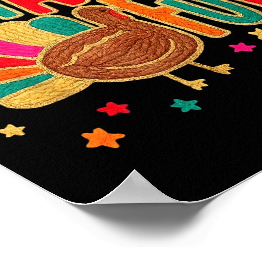 Happy Thanksgiving Funny Thankful Turkey Pumpkin F ポスター (角)