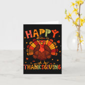 Happy Thanksgiving Funny Turkey Day Family Dinner  カード (黄色い花)