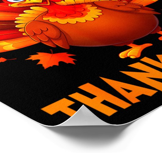 Happy Thanksgiving Funny Turkey Family Dinner Than ポスター (角)