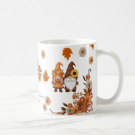 Happy Thanksgiving Gnome Floral Art コーヒーマグカップ