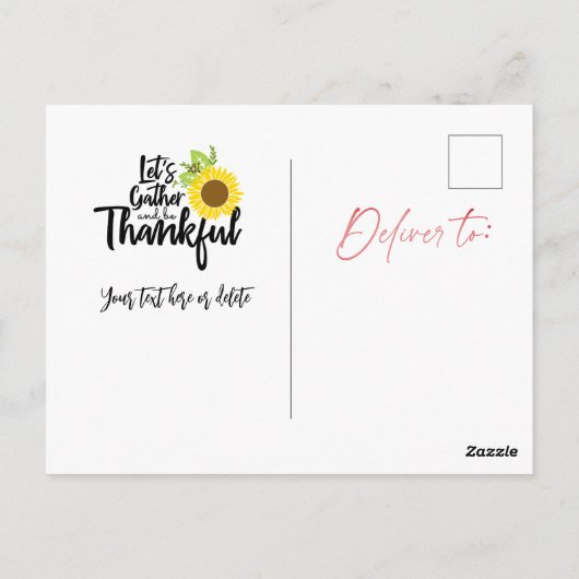 Happy Thanksgiving Gnomes Pumpkin Sunflower Fall ポストカード (裏面)