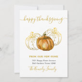 Happy Thanksgiving Gold Pumpkin New Home Address (正面)
