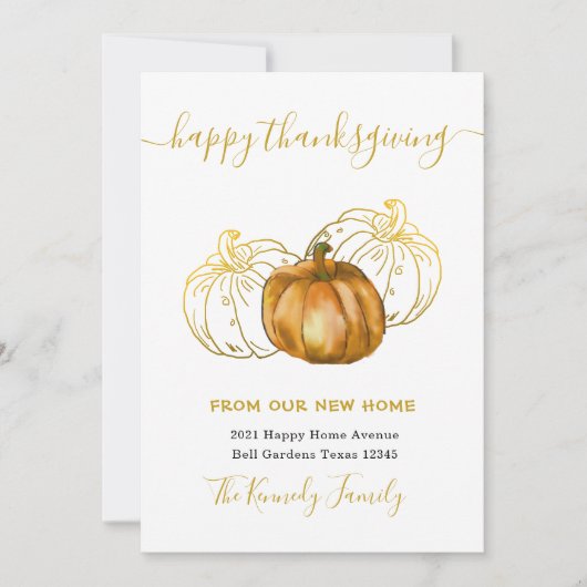 Happy Thanksgiving Gold Pumpkin New Home Address (正面)