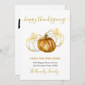 Happy Thanksgiving Gold Pumpkin New Home Address (正面/裏面)