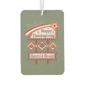 Happy Thanksgiving Grateful & Blessed Retro Sign カーエアーフレッシュナー (裏面)
