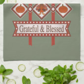 Happy Thanksgiving Grateful & Blessed Retro Sign キッチンタオル (折り畳み)