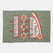 Happy Thanksgiving Grateful & Blessed Retro Sign キッチンタオル (横)