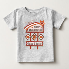 Happy Thanksgiving Grateful & Blessed Retro Sign ベビーTシャツ