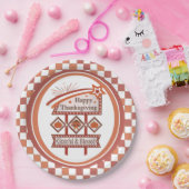 Happy Thanksgiving Grateful & Blessed Retro Sign ペーパープレート (パーティー)