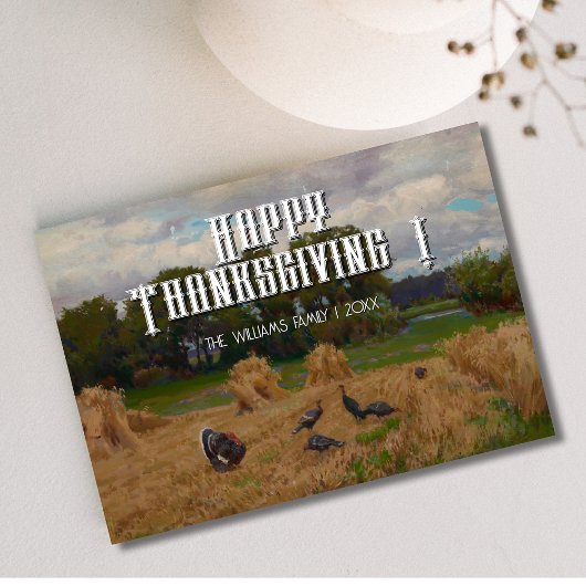Happy Thanksgiving Harvest Card with Turkeys カード