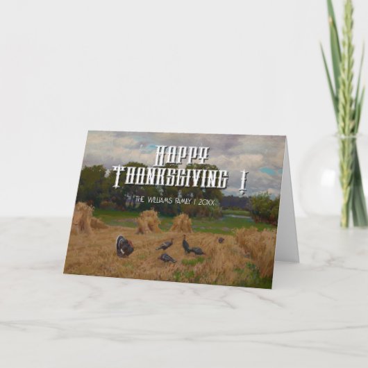 Happy Thanksgiving Harvest Card with Turkeys カード (正面)