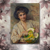 Happy Thanksgiving Italian Boy with Pumpkin カード
