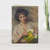 Happy Thanksgiving Italian Boy with Pumpkin カード (裏面)