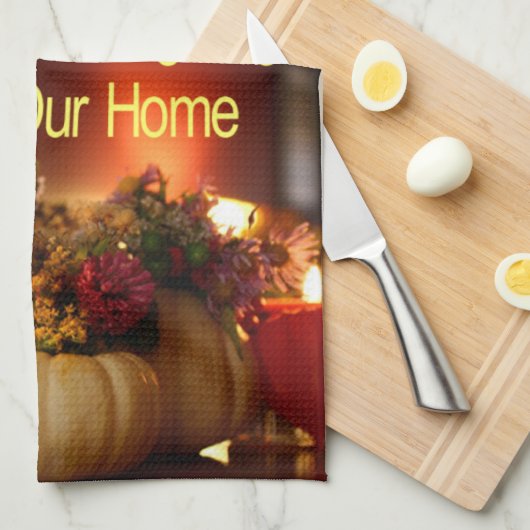 Happy Thanksgiving Kitchen Hand Towel Bless Home キッチンタオル (四つ折り)